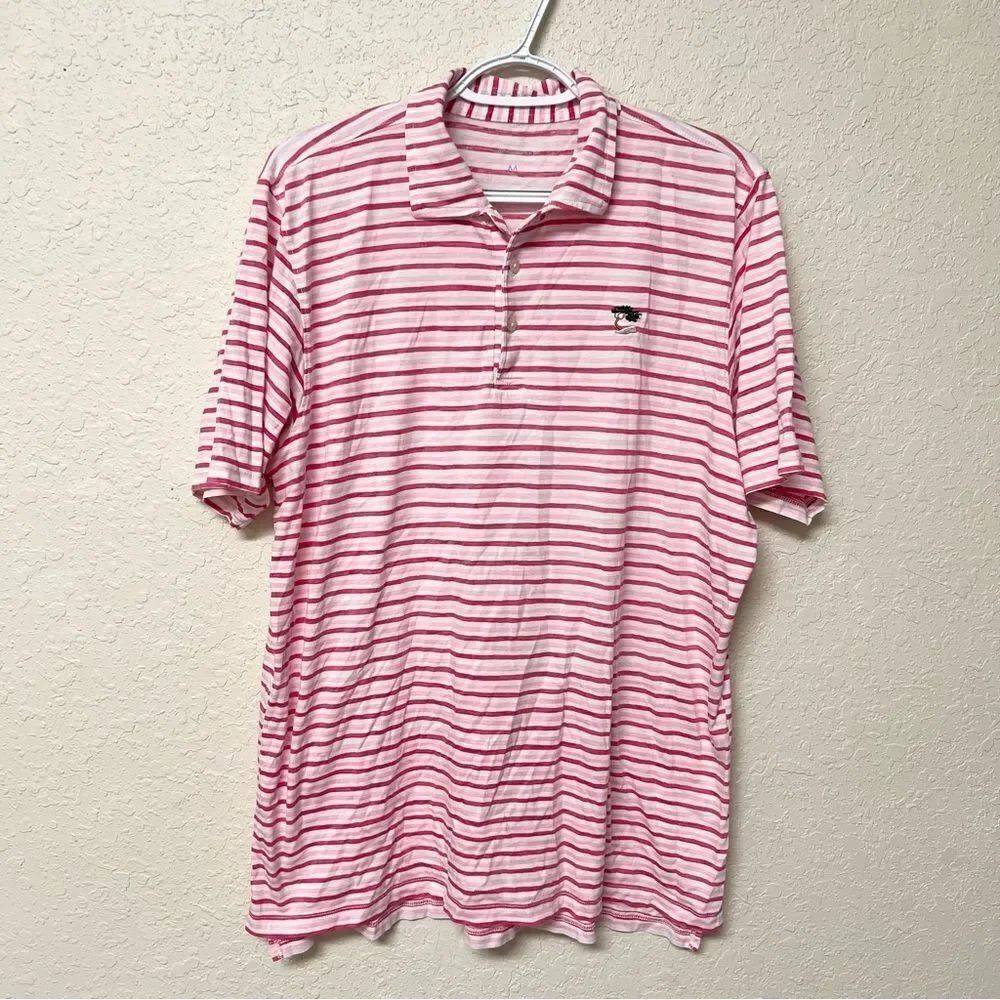 B. Draddy Polo Shirt Men’s Pink Striped Golf Performance Stretch Size M